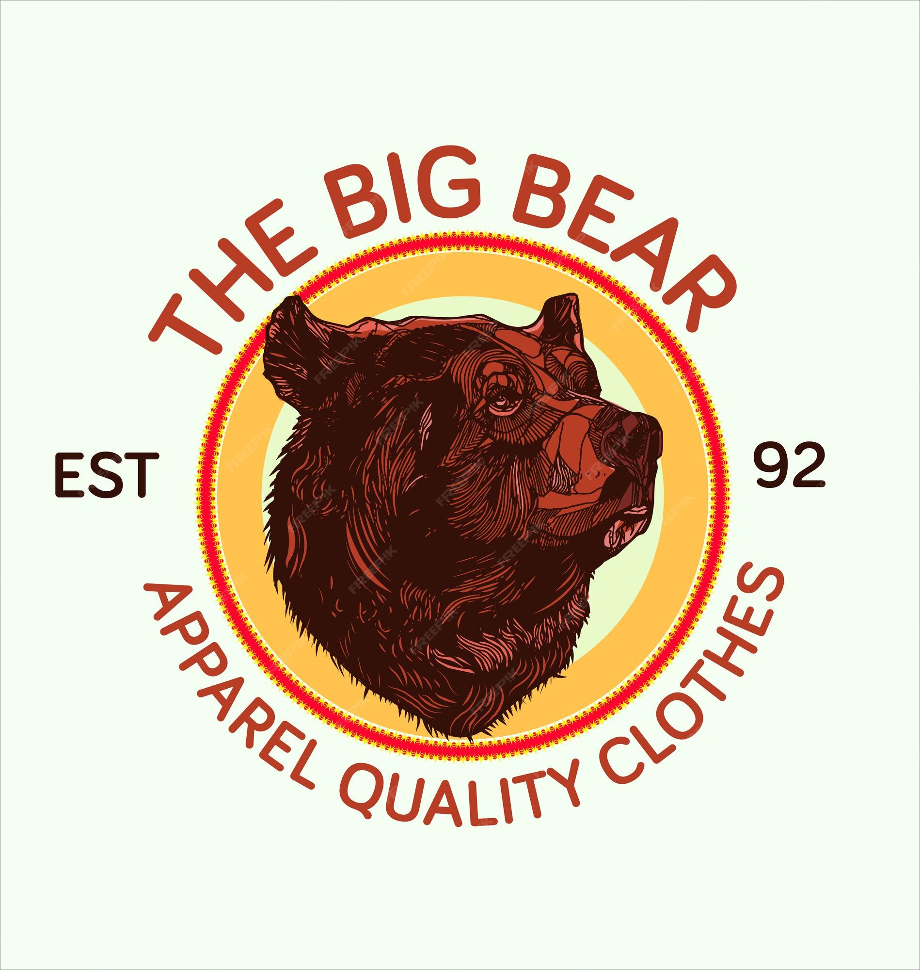 Premium Vector | Big bear logo for clothing brand in vivid colors