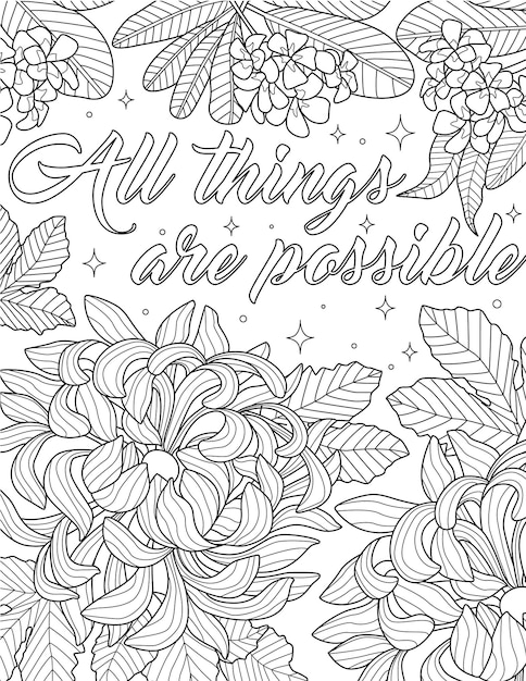 Vector big beautiful flower drawing growing at the ground under insparational message. large plant line drawing sprouting field underneath the positive vibe note.