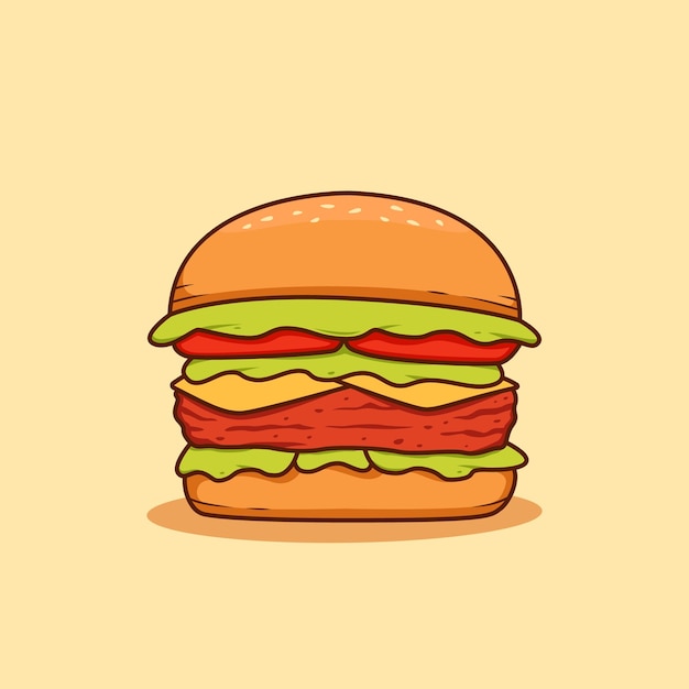 Big beef meat cheese burger illustration vector cartoon cheeseburger illustration