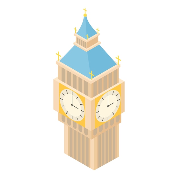 Vector big ben icon in cartoon style isolated on white background time symbol