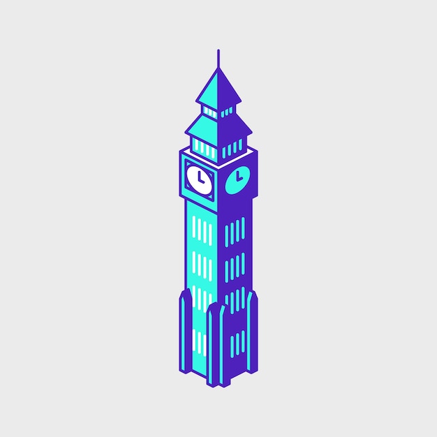 Big ben isometric vector icon illustration