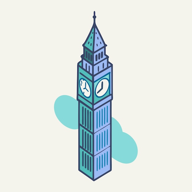 Big Ben isometrische vector icoon illustratie 7