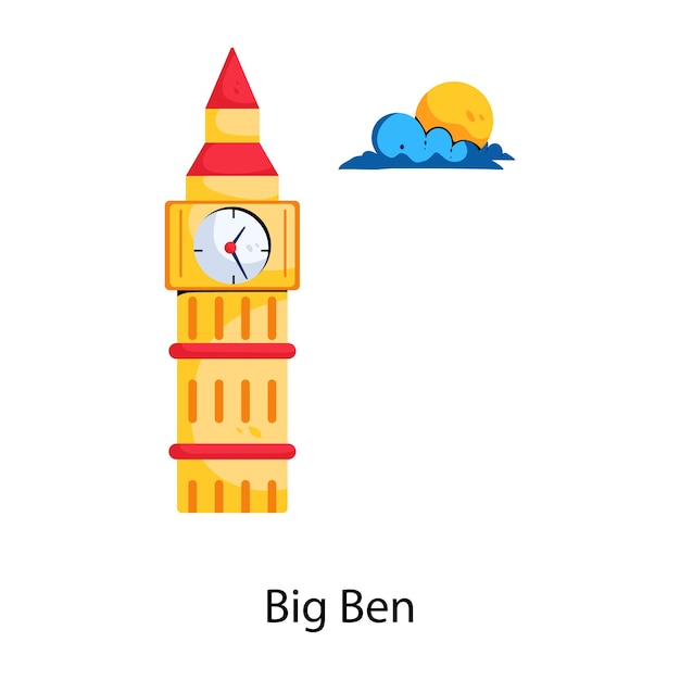 Vector big ben londen plat premium icoon