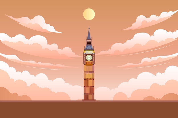 Vector big ben london clock tower architecture venice sky europe building landmark monument vector