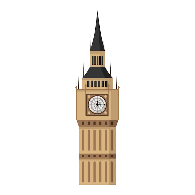 Vector big ben tower in flat style isolated.