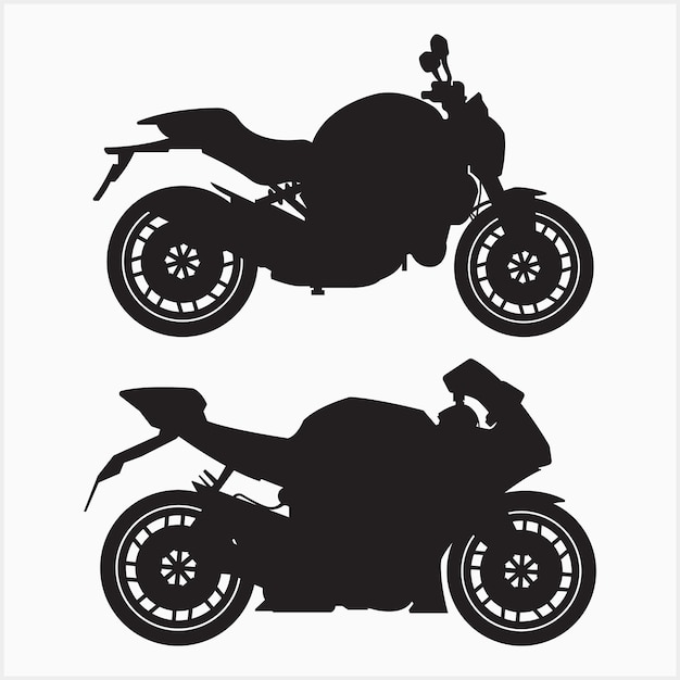 Vector big bike silhouette set