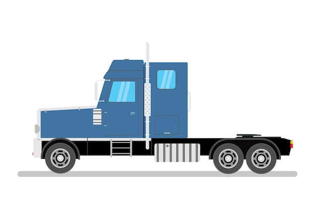 Большой синий и черный полугрузовик, изолированный на белом фоне векторной иллюстрации