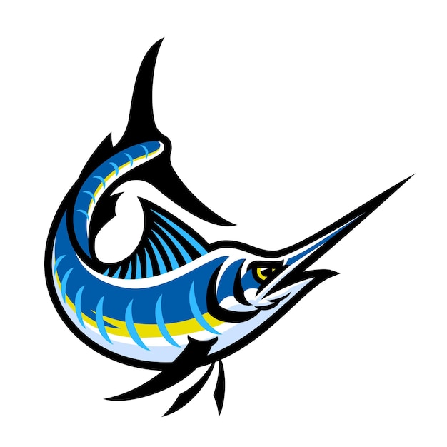 Vector big blue marlin fish mascot design (ontwerp van de mascotte van de grote blauwe marlin)