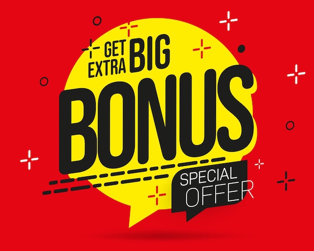 Vettore grande etichetta bonus con promozione di offerte speciali