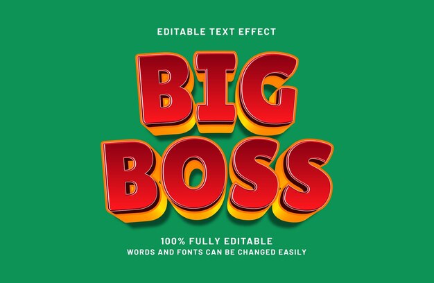 Vector big boss 3d editable text effect template