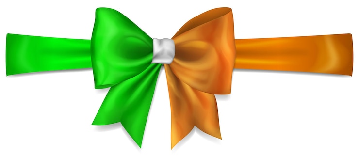 वेक्टर big bow made of ribbon in ireland flag colors with shadow on white background