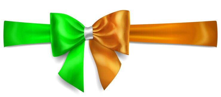 वेक्टर big bow made of ribbon in ireland flag colors with shadow on white background