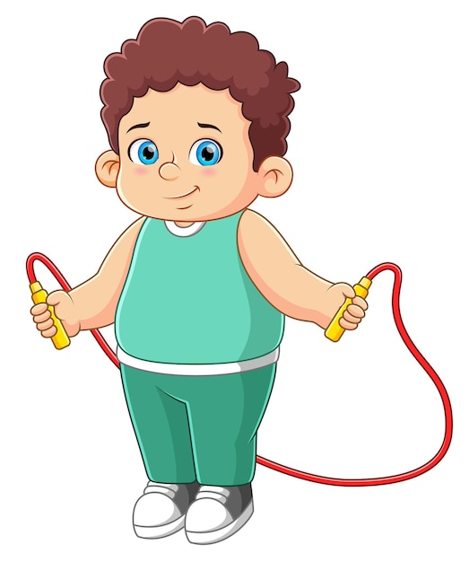 A big boy play jump rope