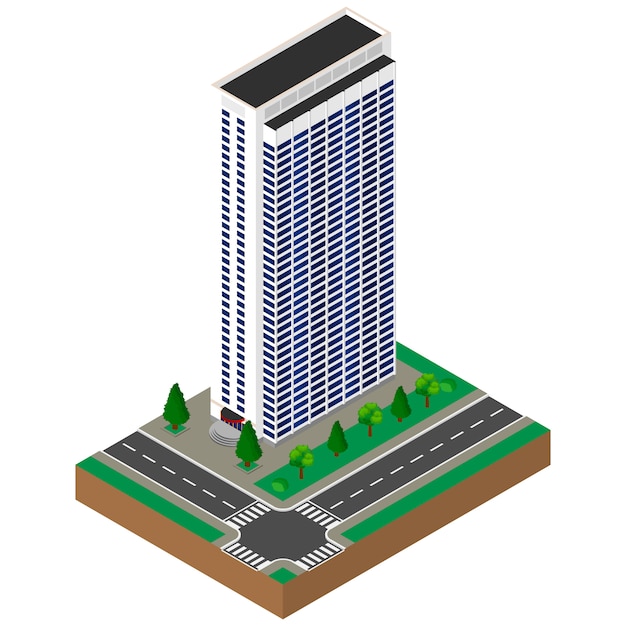 Vector big building. skyscraper. isometric.