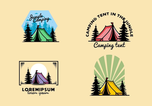 大きなキャンプ テント イラスト デザイン
