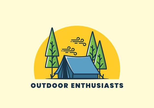 Big camping tent and pine trees illustration