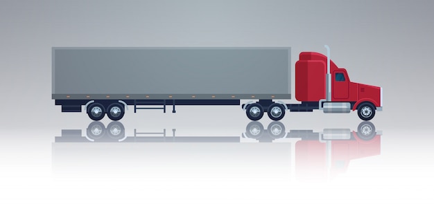 Big Cargo Truck Trailer Vehicle Isolated Template Element Semitrailer Side View Shipping And Deliver