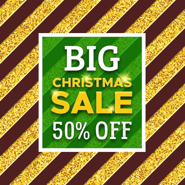 Vector big christmas sale 50 percent off promotion banner