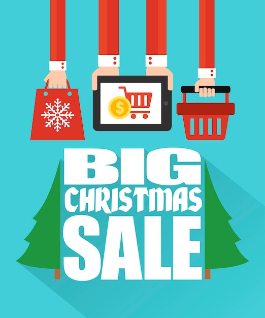 Vector big christmas sale concept modern flat design vector