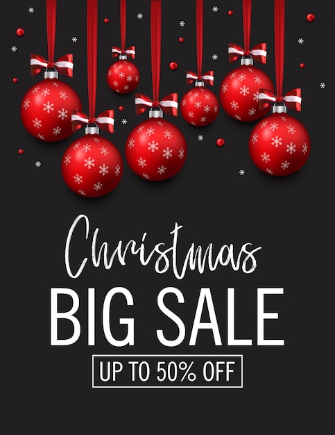 Vector big christmas sale. holiday offer banner. christmas illustration