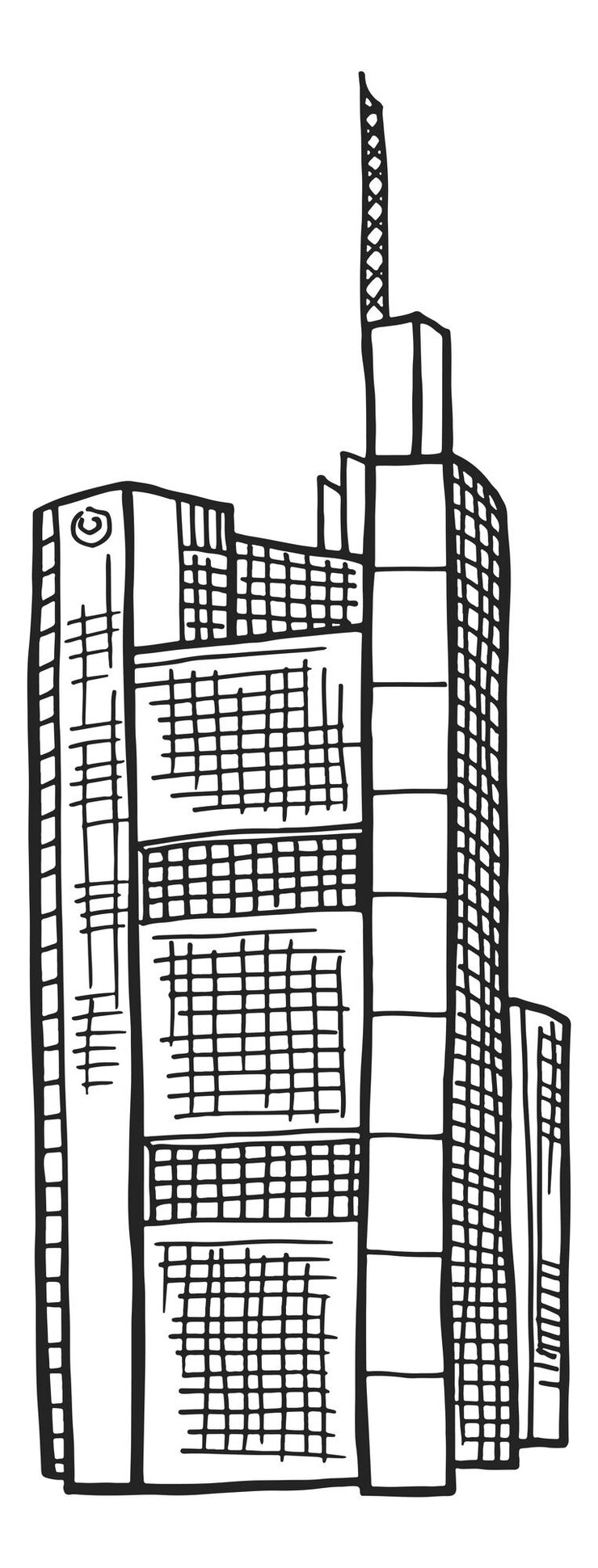 Vector big city building high glass tower modern skyscraper isolated on white background