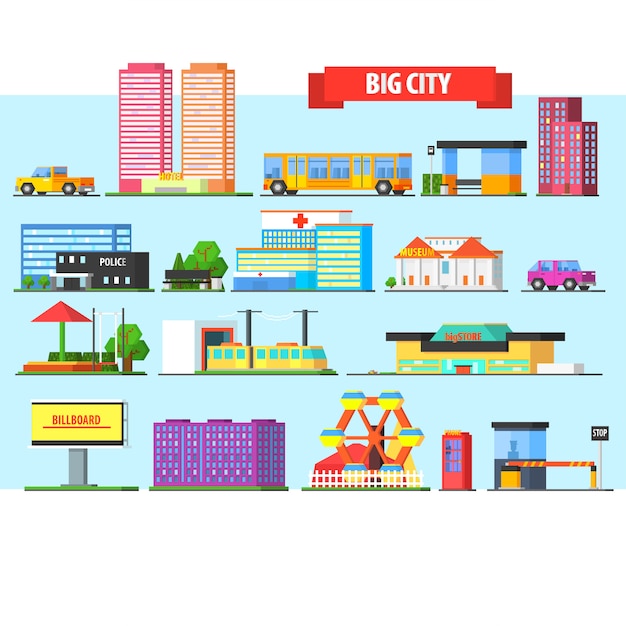 Big city buildings set