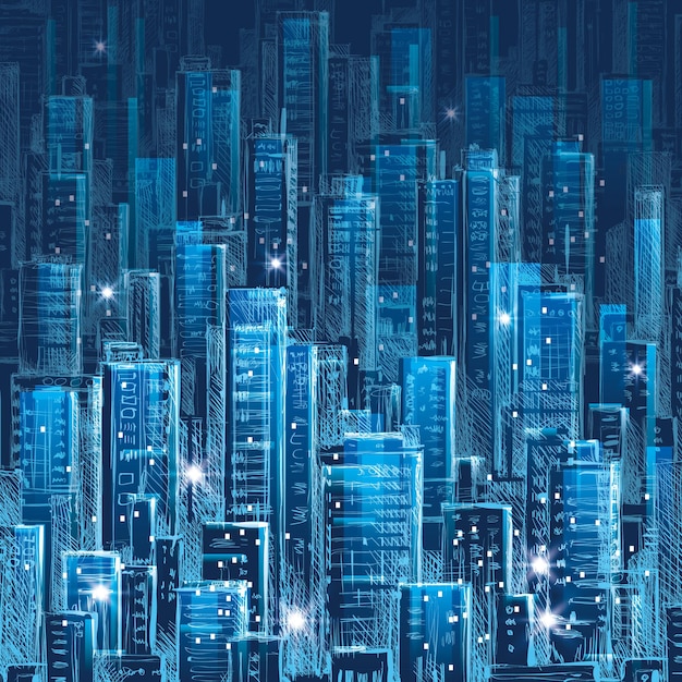 Vector big city cityscape background with architecture skyscrapers megapolis buildings