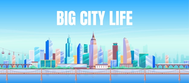 Big city life banner flat template