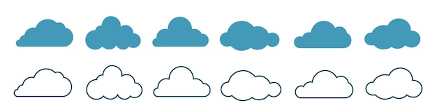 Big Cloud Flat two colour minimal icon set Vector