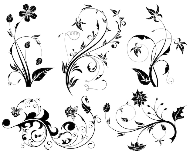 Big collection beautiful flowers element for design vector illustration