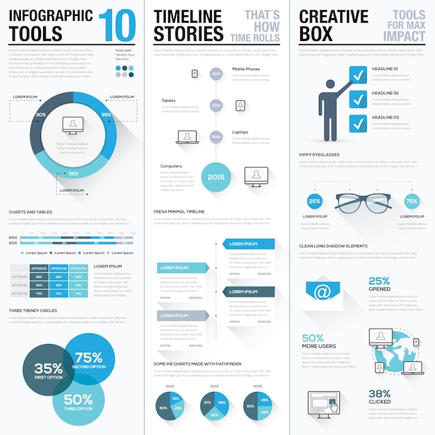 Big collection of business info graphics vector elements set