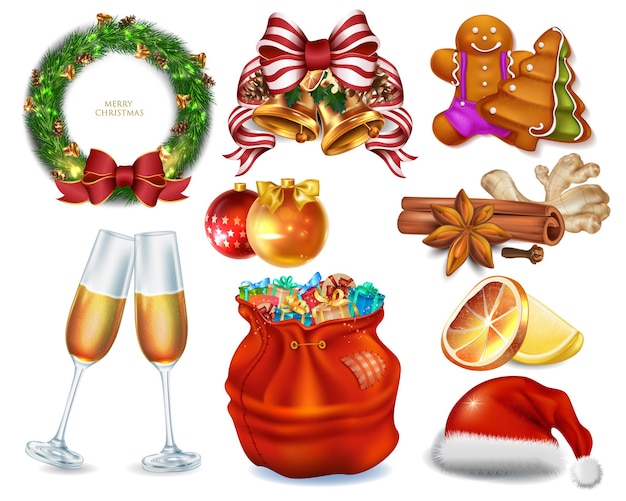 Vector big collection christmas icons for celebrate new year