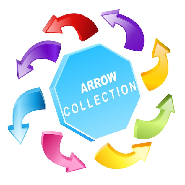 Big collection of colored arrows isolated on white background. Arrows, pointers, guides. Sketchy arrow design. Vector illustration