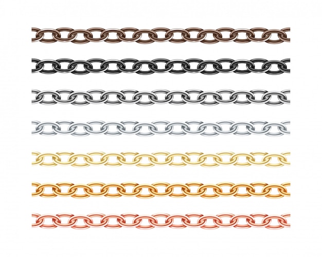 Big collection different metal chain seamless texture.