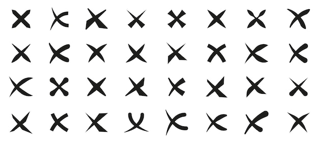 Big collection of flat black cross symbol Cross icon set Cross vector icons Vector