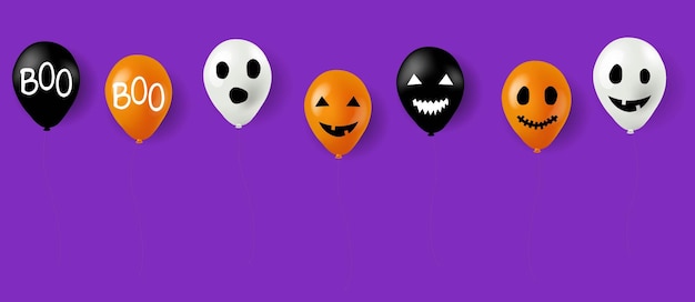 Big Collection Halloween Balloons Isolated