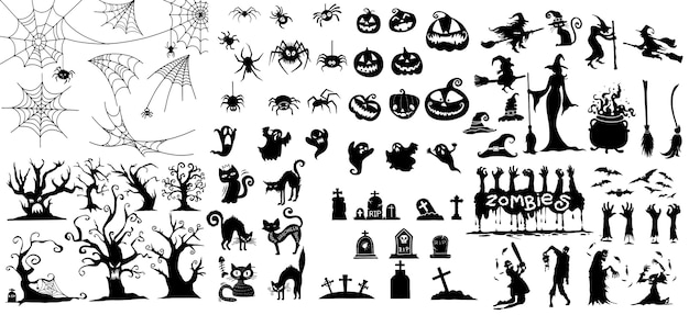 Premium Vector | Big collection of happy halloween magic collection