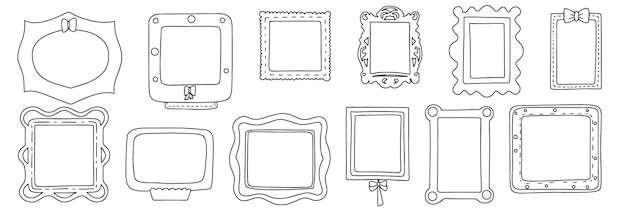 낙서 프레임의 큰 컬렉션 손으로 그린 낙서 프레임 장식 프레임 윤곽선 벡터 세트