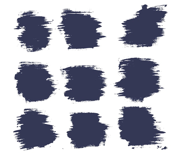 Big collection of paint ink splatter blue color brush stroke background effect