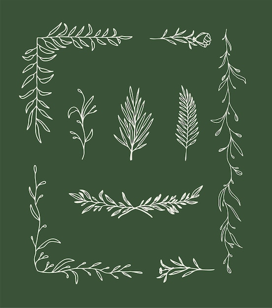 Big collection of realistic handdrawn herbs and floral farm Vector