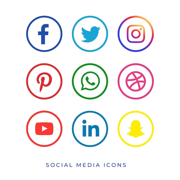 Vettore grande raccolta di logotipi di social media