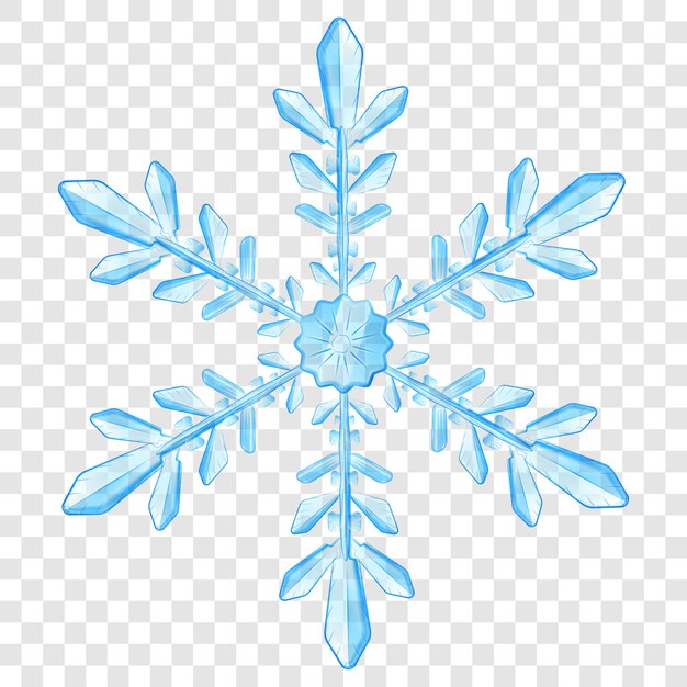 Big complex translucent christmas snowflake in light blue colors for use on light background