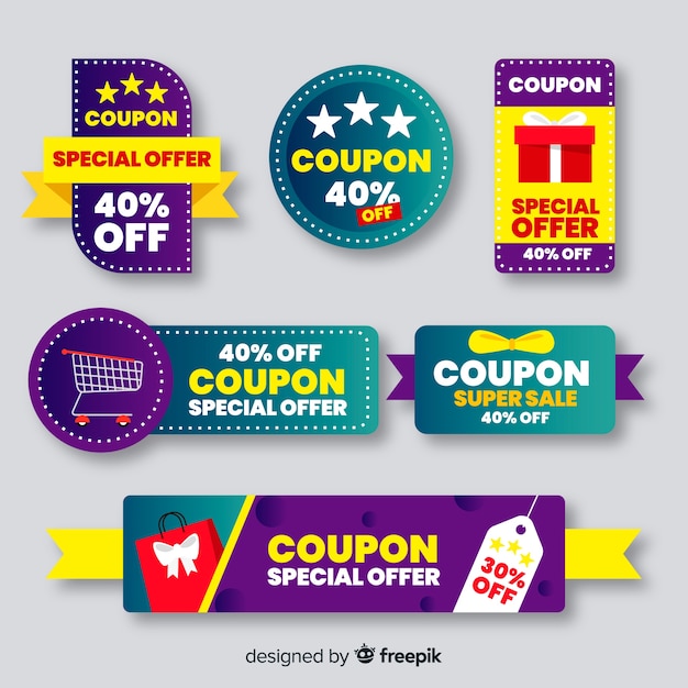 Vector big coupon sale label collection