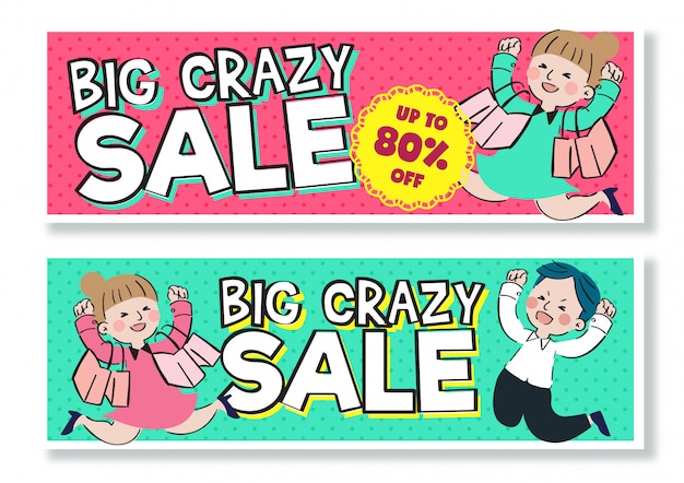 Vector big crazy sale banner illustration vector