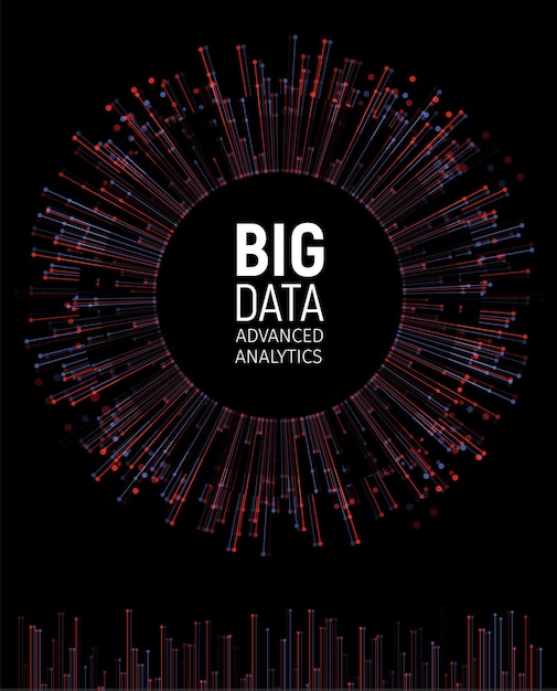 ベクトル ビッグデータ抽象ベクトルの視覚化線とドット配列ビッグデータ接続複雑なグラフィックフラクタル要素の背景ベクトル図