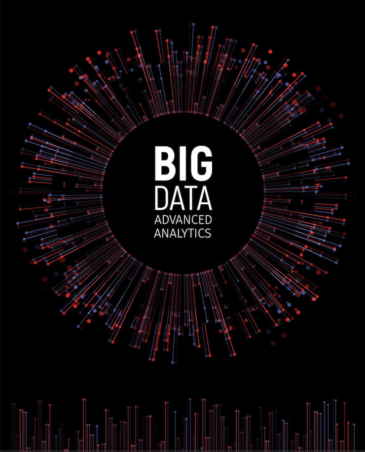 Vector big data abstract vector visualization lines and dots array big data connection complex graphic fractal element background vector illustration