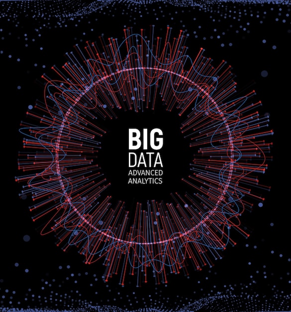 Visualizzazione vettoriale astratta di big data matrice di linee e punti complesso di connessione dati di grandi dimensioni sfondo di elemento grafico frattale illustrazione vettoriale