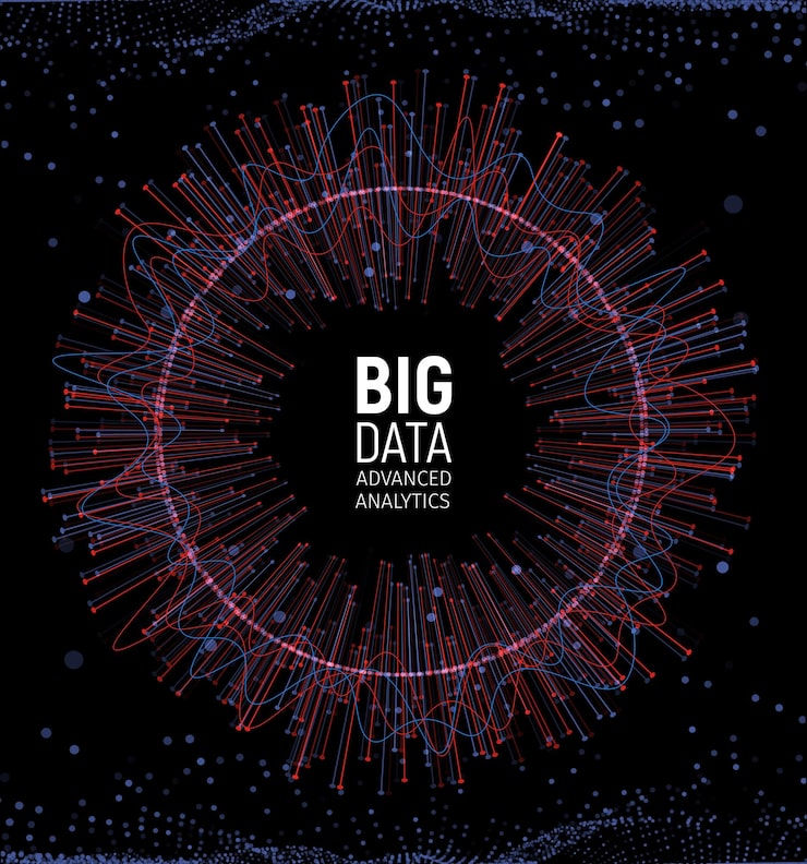 Vector big data abstract vector visualization lines and dots array big data connection complex graphic fractal element background vector illustration