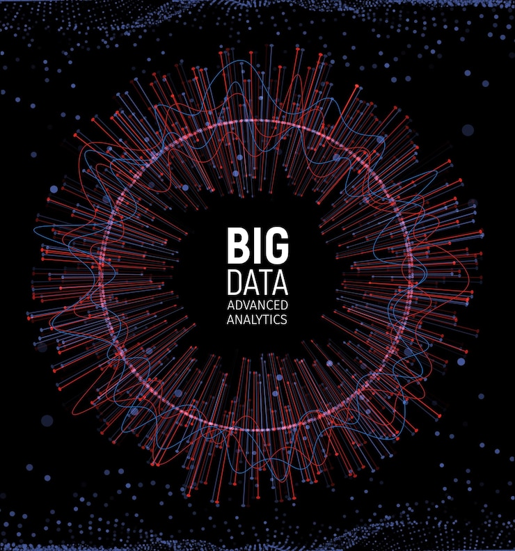 Vector big data abstract vector visualization lines and dots array big data connection complex graphic fractal element background vector illustration