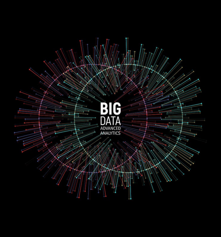 Vector big data abstract vector visualization lines and dots array big data connection complex graphic fractal element background vector illustration